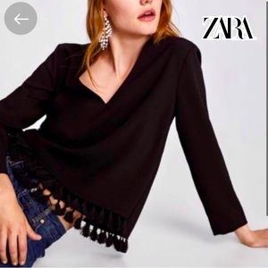 ZARA Women’s Black Tassle Top- Small